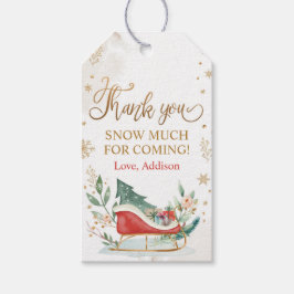 Sleigh Favor Tag Winter Dank je Label Gold buiten Cadeaulabel