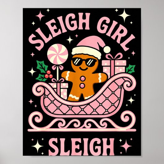 Sleigh Girl Cute Cookie Christmas  Poster (Voorkant)
