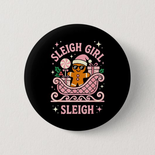 Sleigh Girl Cute Cookie Christmas  Ronde Button 5,7 Cm (Voorkant)