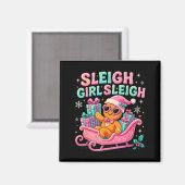 Sleigh Girl Cute Gingerbread Christmas Art  Magneet (Voorkant / Achterkant)