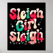 Sleigh Girl Sleigh Christmas Retro Kerstvakantie Poster (Voorkant)