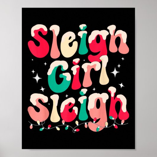 Sleigh Girl Sleigh Christmas Retro Kerstvakantie Poster (Voorkant)