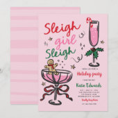 Sleigh Girl Sleigh Funny Christmas Cocktail Party Kaart (Voorkant / Achterkant)