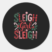 Sleigh Girl Sleigh Funny Little Women's Retro Chri Ronde Sticker (Voorkant)