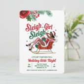 Sleigh Girl Sleigh Vakantie Kerstuitnodiging Kaart (Staand voorkant)