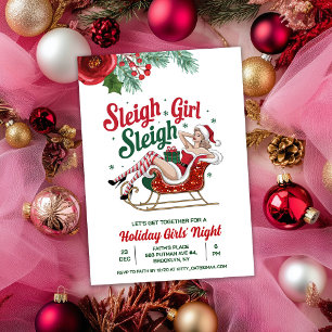 Sleigh Girl Sleigh Vakantie Kerstuitnodiging Kaart