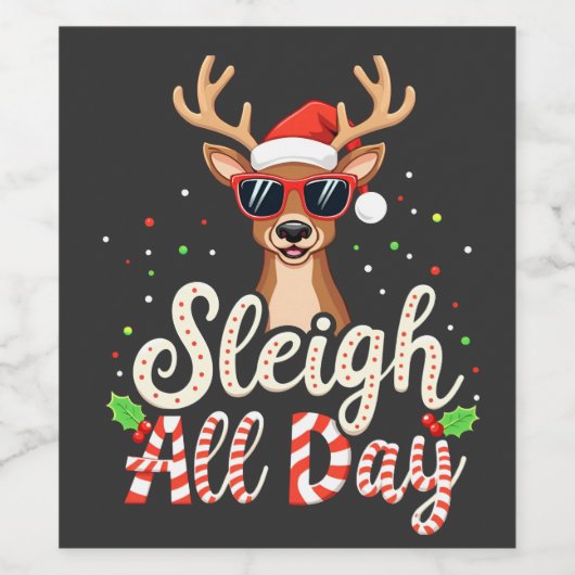 Sleigh hele dag grappige rendier kerstliefhebbers wijn etiket (Enkel label)