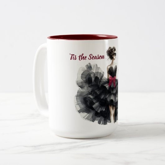 Sleigh hele dag, vakantie seizoen Mode Tweekleurige Koffiemok (Voorkant links)
