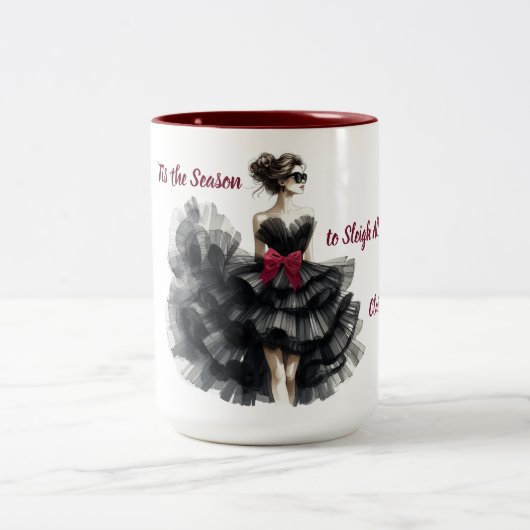 Sleigh hele dag, vakantie seizoen Mode Tweekleurige Koffiemok (Center)