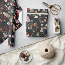 Sleigh hele dag veranderen achtergrond kleur Kerst Cadeaupapier