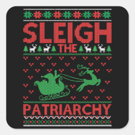 Sleigh Het Patriarchaat Feministische Kerstmis Vierkante Sticker