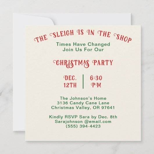 Sleigh in Shop Santa op Elephant Christmas Party Kaart (Achterkant)