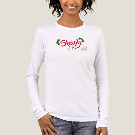 “Sleigh” Kerst T-shirt voor de hele dag (Voorkant volledig)