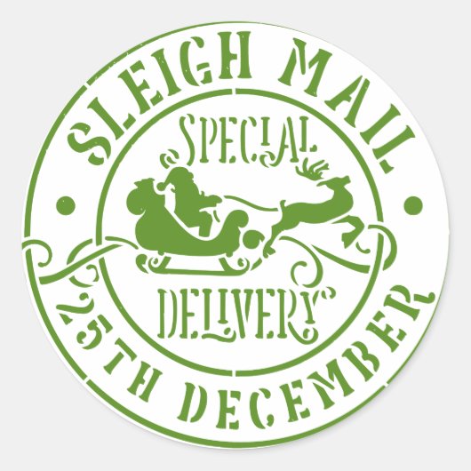 sleigh Mall Special Delivery Stamp Ronde Sticker (Voorkant)