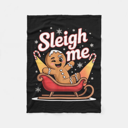 Sleigh Me Funny Adult Humor Gingerbread Man  Fleece Deken (Voorkant)