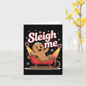 Sleigh Me Funny Adult Humor Gingerbread Man  Kaart (Gele Bloem)