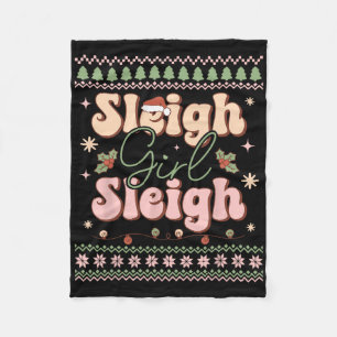 Sleigh meisje slee Xmas lelijke kerst Fleece Deken