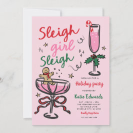 Sleigh Meisje Sleigh Grappig Kerstfeest Cocktail P Kaart