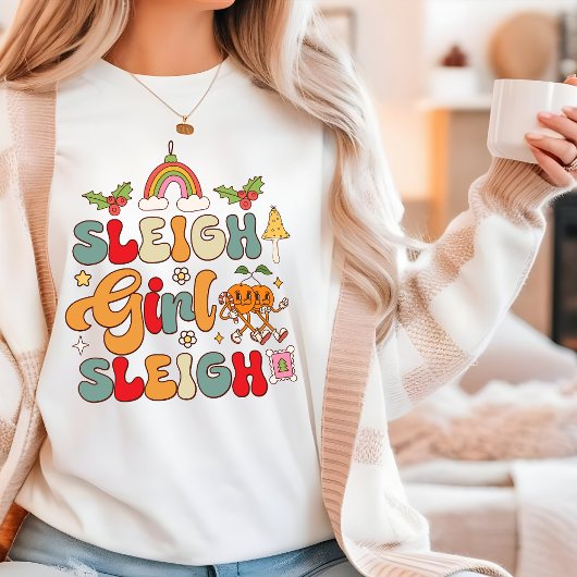 Sleigh Meisje Sleigh Groovy Moderne Kerstmis Tri-Blend Shirt