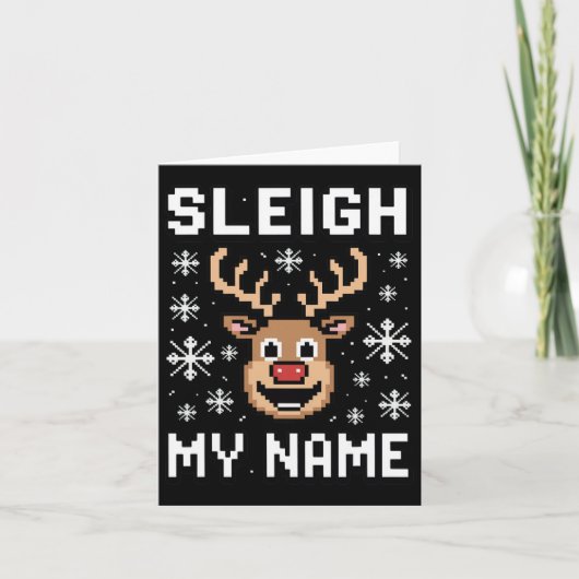 Sleigh My Name Ugly Christmas Pixel Sleigh Kaart (Voorkant)