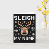 Sleigh My Name Ugly Christmas Pixel Sleigh Kaart (Gele Bloem)