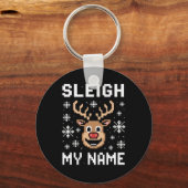 Sleigh My Name Ugly Christmas Pixel Sleigh Sleutelhanger (Voorkant)