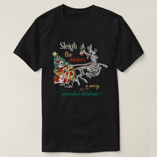 Sleigh Numbers Merry Accountant Retro Funny Christ T-shirt (Design voorkant)
