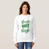 Sleigh Queen Grappige Kerstmis Witte Winter Sweate Trui (Voorkant volledig)