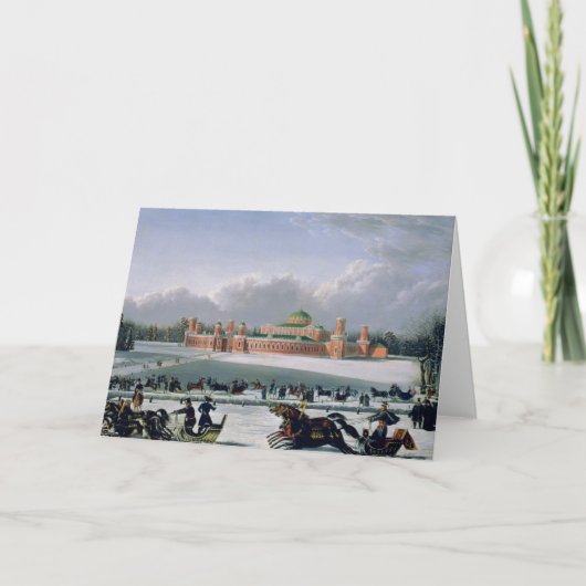 Sleigh Race in het Petrovsky Park in Moskou Feestdagen Kaart (Voorkant)
