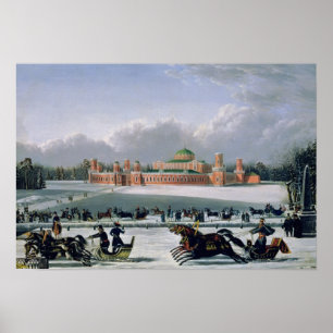 Sleigh Race in het Petrovsky Park in Moskou Poster