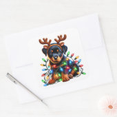 Sleigh-Ready Rottweiler Cheer! Vierkante Sticker (Envelop)