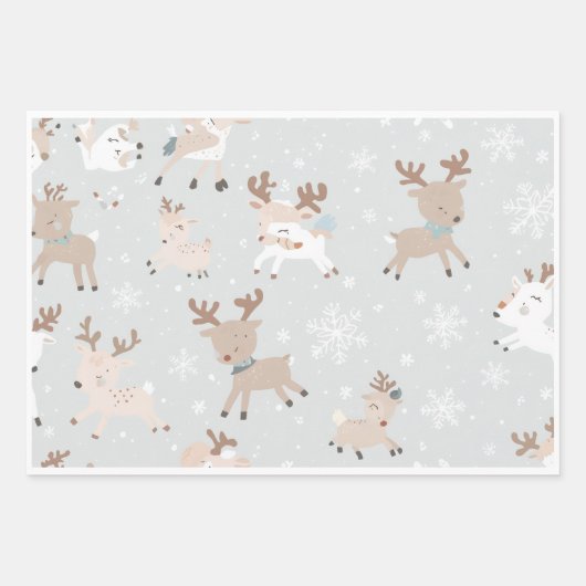 Sleigh Reindeer Pine Trees Pattern wrapping sheet Inpakpapier Vel (Voorkant 2)