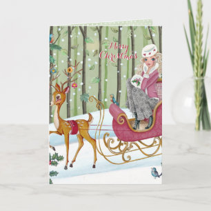 Sleigh Ride Girl - Kaart kerstcadeautjes