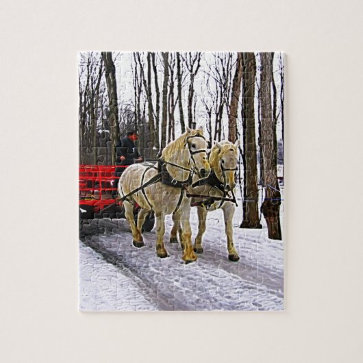 Sleigh Ride in het sneeuwCollectie Legpuzzel (Verticaal)