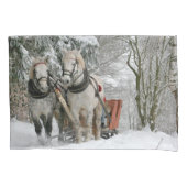 Sleigh Ride in het Snowy Forest Kussensloop (Voorkant)