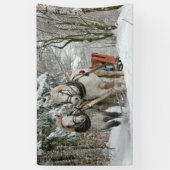 Sleigh Ride in het Snowy Forest Spandoek (Verticaal)