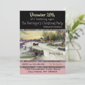 Sleigh Ride in Snow Holiday Party Kaart (Staand voorkant)