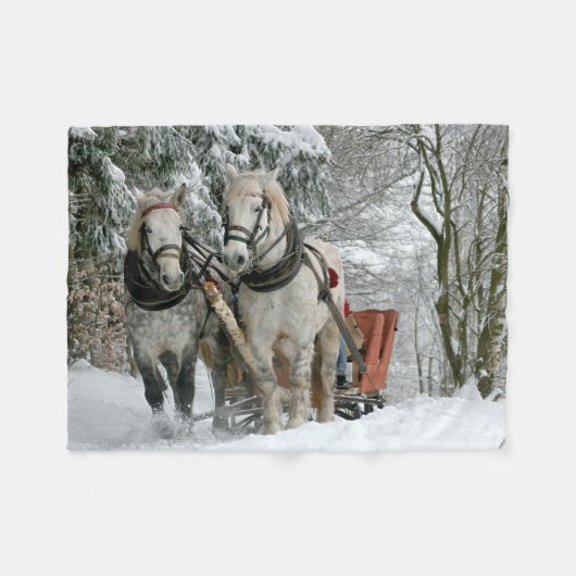 Sleigh Ride in Winter Wonderland Fleece Deken (Voorkant (Horizontaal))