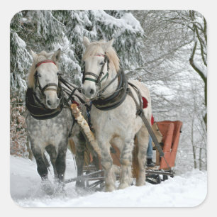 Sleigh Ride in Winter Wonderland Vierkante Sticker