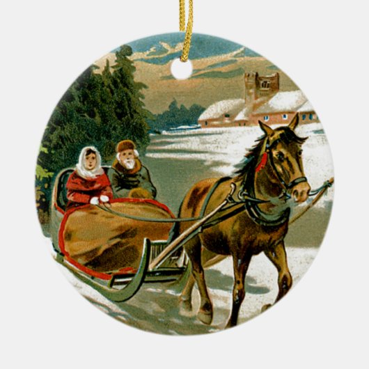 Sleigh Ride Keramisch Ornament (Voorkant)