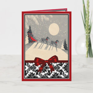 Sleigh Ride Onder De Maan Kerst Kaart