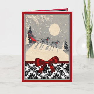 Sleigh Ride Onder De Maan Kerst Kaart