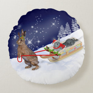 Sleigh Ride Pillow Rond Kussen
