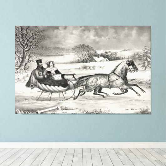 "Sleigh Ride" verpakt canvas print (Insitu (Houten vloer))
