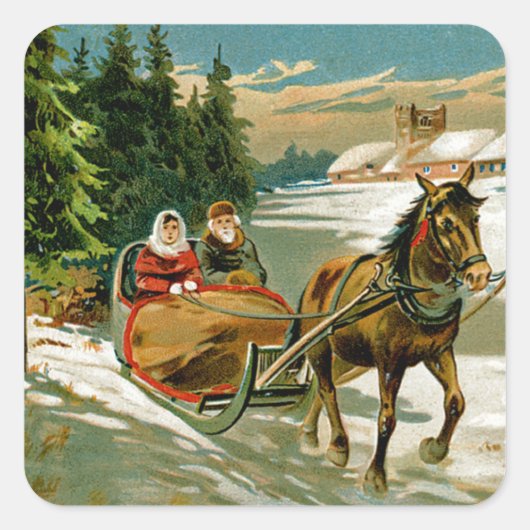 Sleigh Ride Vierkante Sticker (Voorkant)