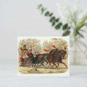 "Sleigh Ride" Vintage Christmas Briefkaart (Staand voorkant)