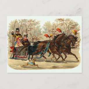 "Sleigh Ride" Vintage Christmas Briefkaart