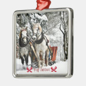 Sleigh Ride, vrolijk kerstfeest Metalen Ornament (Links)