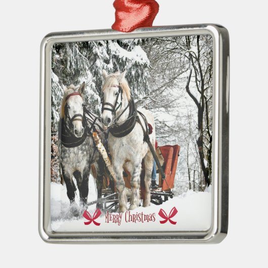 Sleigh Ride, vrolijk kerstfeest Metalen Ornament (Links)