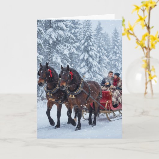 Sleigh rides and snowfall- Christmas Card Kaart (Gele Bloem)